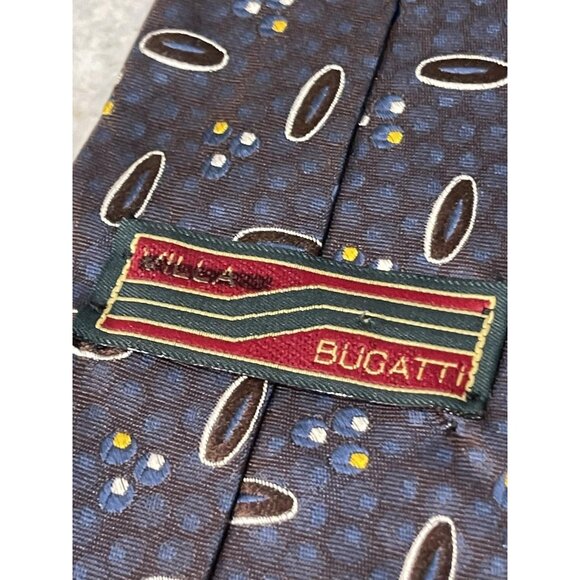 Bugatti Tie Mens Blue Geometric Oval Dot Pattern Neckwear Business Dress Classic - Picture 3 of 3